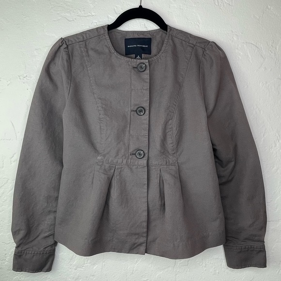 Banana Republic Jackets & Blazers - Banana Republic Gray Jacket Lightweight Women’s Size 4 Linen Cotton Blend